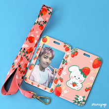 Load image into Gallery viewer, Strawberry Bunny card lanyard