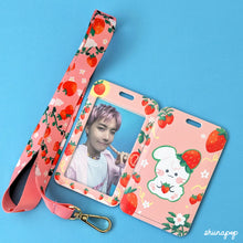 Load image into Gallery viewer, Strawberry Bunny card lanyard
