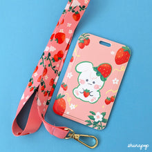 Load image into Gallery viewer, Strawberry Bunny card lanyard
