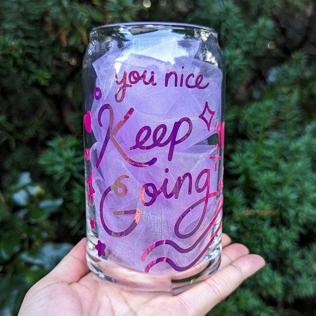 'You Nice' beer can glass